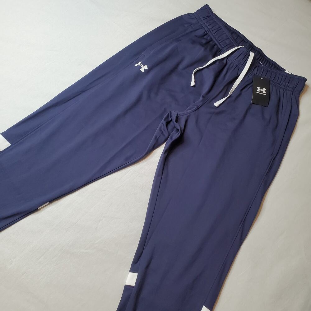 Under Armour Men's Size L NWT Knit Warm Up Team Track Pants Navy Blue 1376885